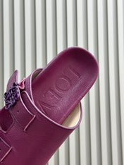 LOEWE 26S EASE SLIDE IN WINE RED CALFSKIN