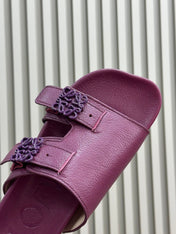 LOEWE 26S EASE SLIDE IN WINE RED CALFSKIN