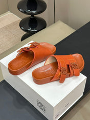 LOEWE 26S EASE SLIDE IN ORANGE CALFSKIN