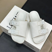 LOEWE 26S EASE SLIDE IN WHITE CALFSKIN