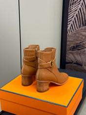 JILL 60 ANKLE BOOT IN BRONZE BROWN CALFSKIN