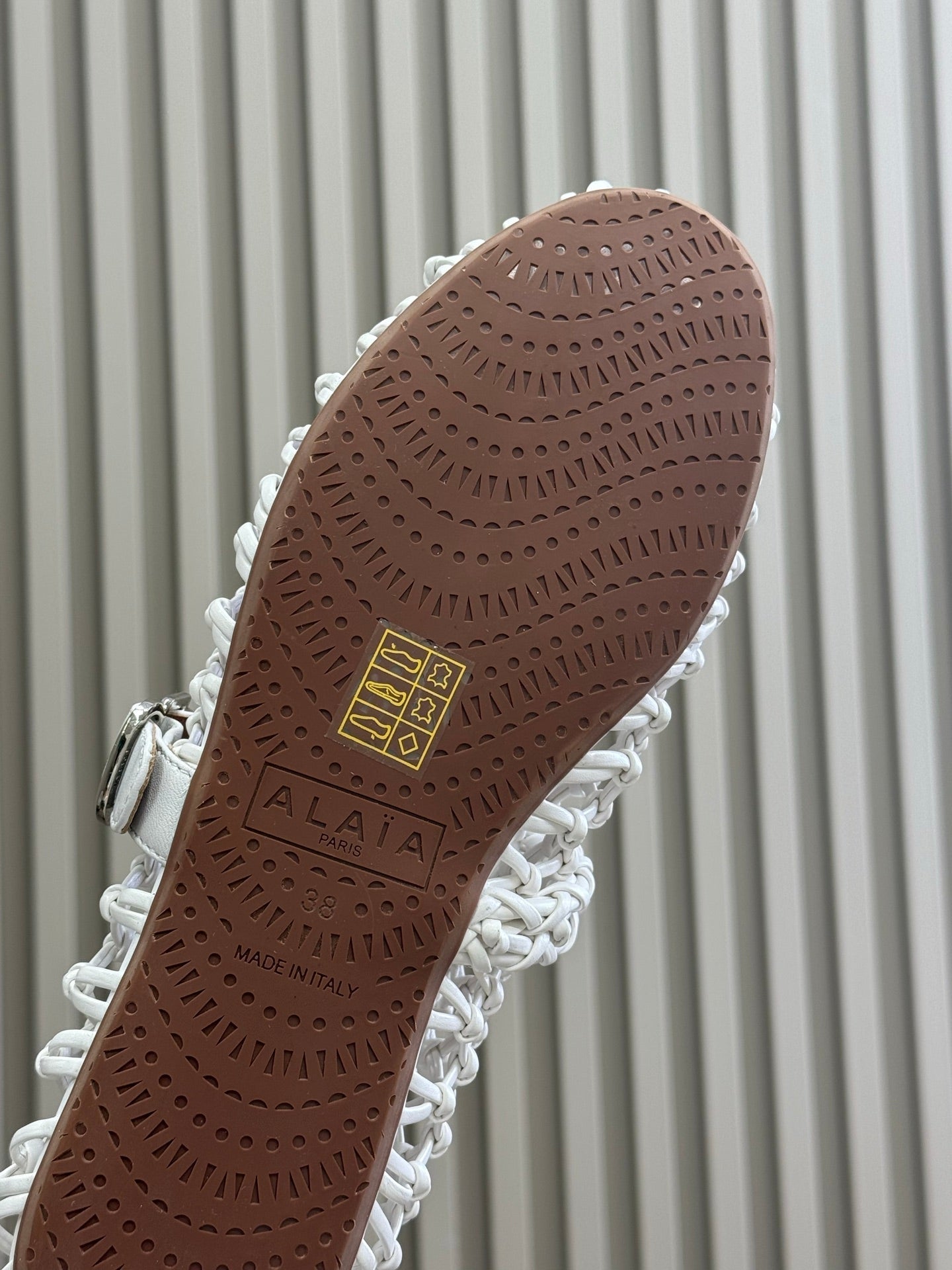 ALAIA MARY JANE FLATS 25S IN WHITE MESH CALSKIN WITH SILVER HARDWARE