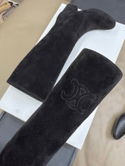 CELINE 26S HIGH-TOP BOOTS IN BLACK SUEDE
