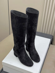 CELINE 26S HIGH-TOP BOOTS IN BLACK SUEDE