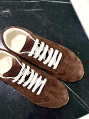 PRADA 25S SNEAKER IN DARK BROWN SUEDE STYLE 6