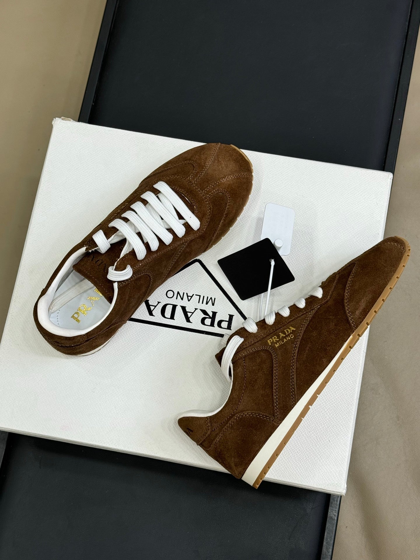 PRADA 25S SNEAKER IN BROWN SUEDE STYLE 9
