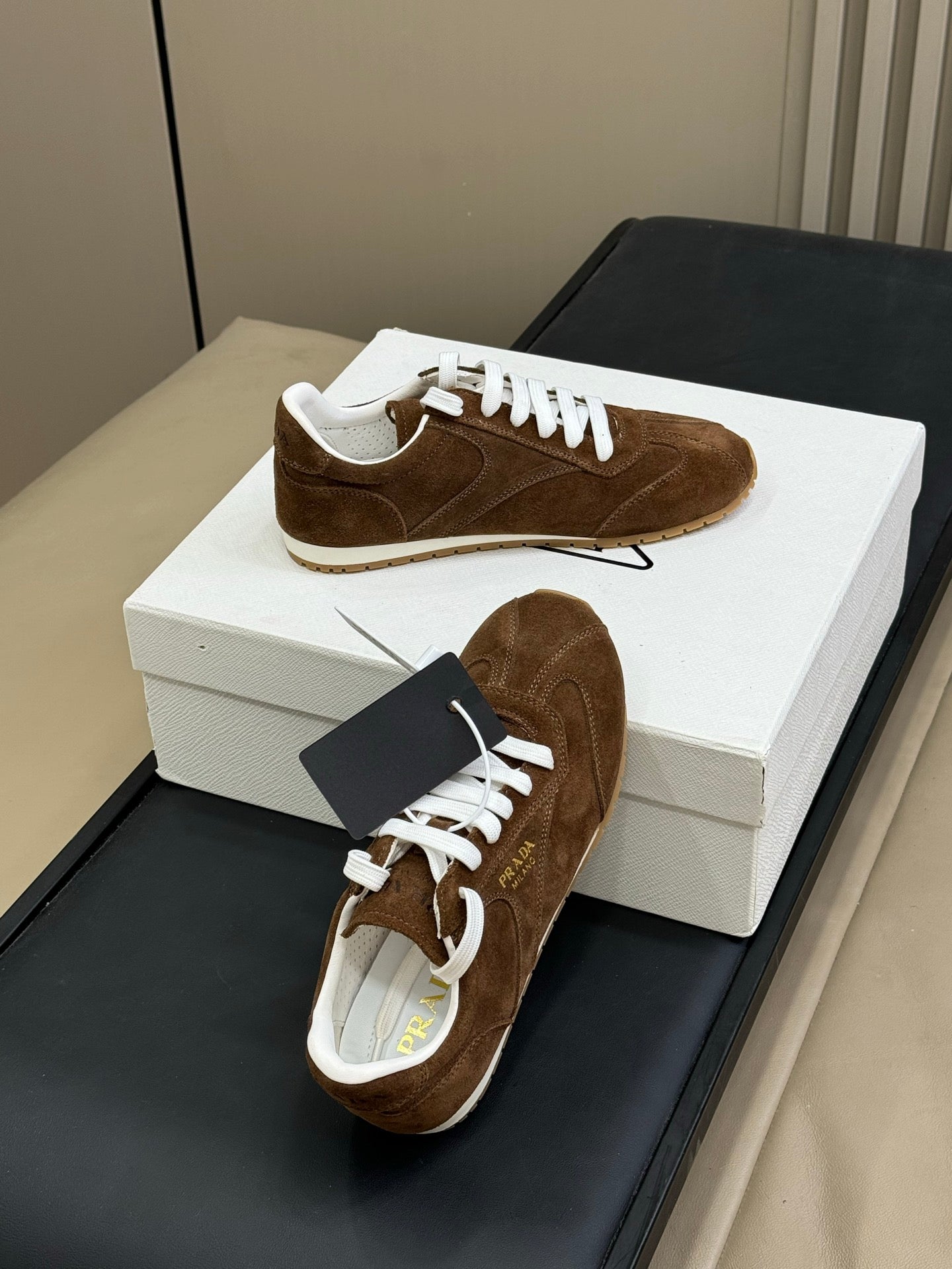 PRADA 25S SNEAKER IN BROWN SUEDE STYLE 9