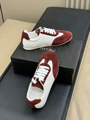 PRADA 25S SNEAKER IN WHITE MIX DARK RED SUEDE STYLE 3