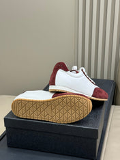 PRADA 25S SNEAKER IN WHITE MIX DARK RED SUEDE STYLE 3