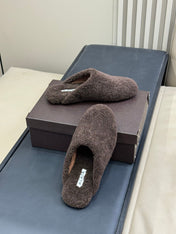 ALAIA 25S SHEARLING COZY SLIPPERS IN DARK BROWN