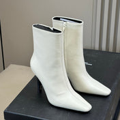 YSL 26S HEELED BOOTS IN WHITE CALFSKIN