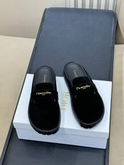 DIOR 26S BOY MULE IN BLACK SUEDE GOLD HARDWARE