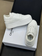 CELINE 26S WEDGE SNEAKERS IN WHITE CALFSKIN