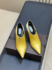 ALAIA 26S TRANSPARENT HIGH HEELS IN YELLOW SATIN