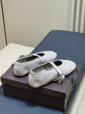 ALAIA 26S KNIT BALLET FLATS IN BEIGE SUEDE