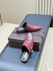 ALAIA 26S PLEATED MULES IN DARK RED LAMBSKIN