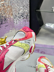 STAPLER SNEAKER IN WHITE, PINK, NEON YELLOW AND SILVER POLYURETHANE AND POLYESTER