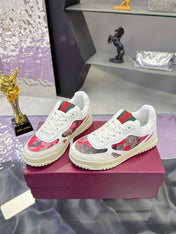 GUCCI 26S SNEAKER IN WHITE AND RED CALFSKIN