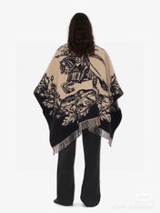 EQUESTRIAN KNIGHT WOOL CAPE 140 CM BEIGE MIX BLACK 403739