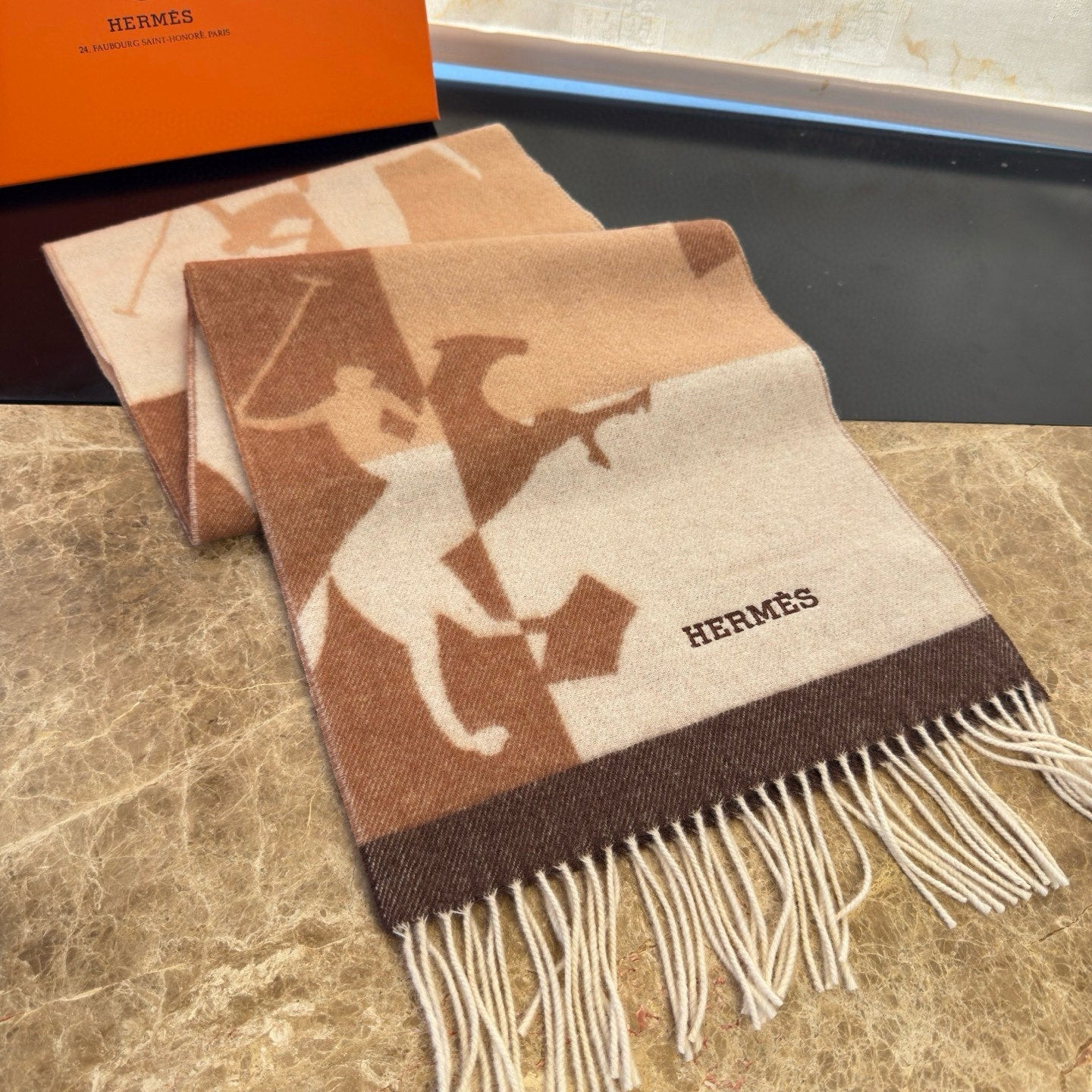 HERMES 25S SCARF 170 IN CASHMERE 854667