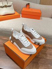 MAINLAND SNEAKER IN PALE GRAY SUEDE AND LIGHT BROWN BREATHABLE MESH FABRIC