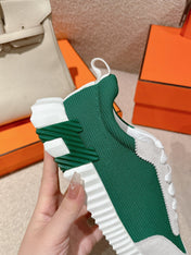 MAINLAND SNEAKER IN PALE GRAY SUEDE AND FOREST GREEN BREATHABLE MESH FABRIC
