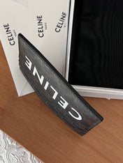 CELINE 25S CARD HOLDER WITH TRIOMPHE LOGO PRINT 11 IN BLACK TRIOPMHE CALFSKIN