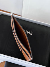 CELINE 25S CARD HOLDER CUIR TRIOMPHE 11 IN BROWN SHINY CALFSKIN