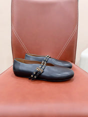 ALAIA MARY JANE SHOES IN BLACK LAMBSKIN WITH GOLD HARDWARE