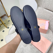 MIUMIU 26S MARY JANE FLATS IN BLACK SUEDE WITH BLACK BUCKLE STRAP