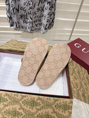 SANDALS IN NUDE BEIGE SUEDE EMBOSSED LOGO SILVER HARDWARE
