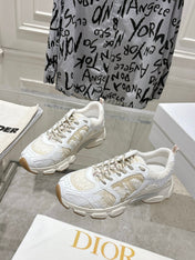DIOR 25S MILE SERIES SNEAKERS 45MM IN WHITE CALFSKIN AND SHEARLING