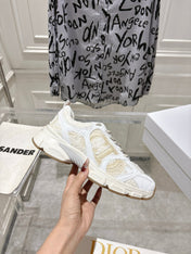 DIOR 25S MILE SERIES SNEAKERS 45MM IN WHITE CALFSKIN AND SHEARLING