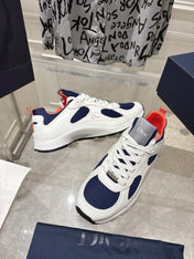 DIOR 25S MILE SERIES SNEAKERS 25MM IN WHITE BLUE CALFSKIN