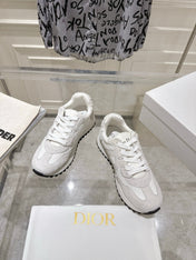 DIOR 25S C'EST DIOR SNEAKER IN WHITE LIGHT GRAY CALFSKIN AND SUEDE