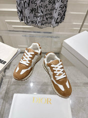 DIOR 25S C'EST DIOR SNEAKER IN WHITE HAZELNUT CALFSKIN AND SUEDE