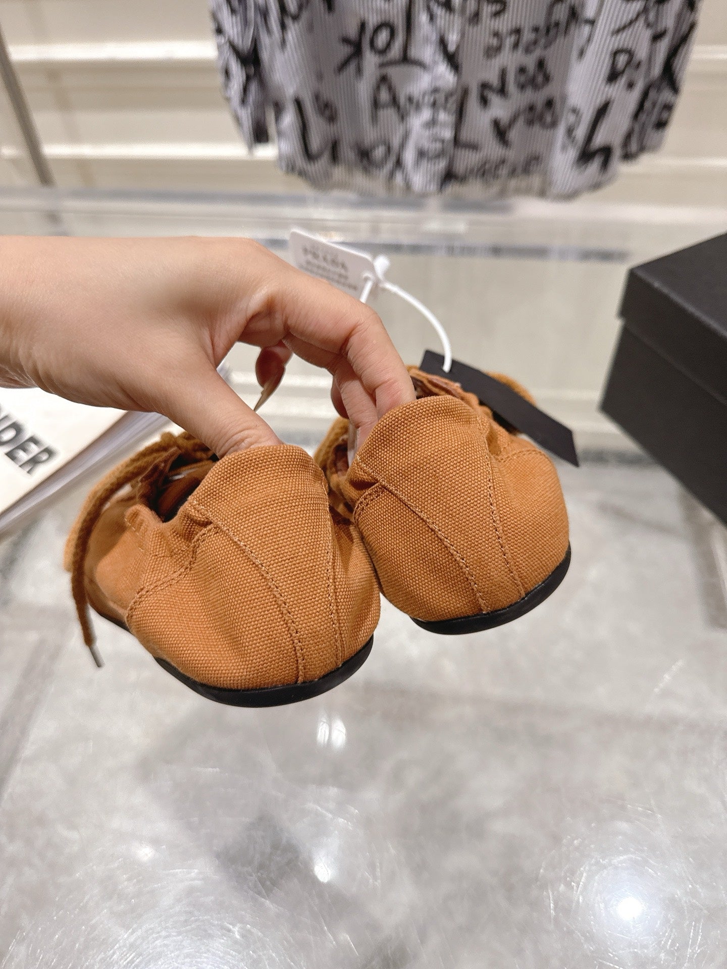 PRADA 26S COLLAPSE SNEAKERS IN CARAMEL BROWN CANVAS
