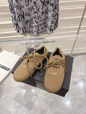 PRADA 26S COLLAPSE SNEAKERS IN BROWN CANVAS
