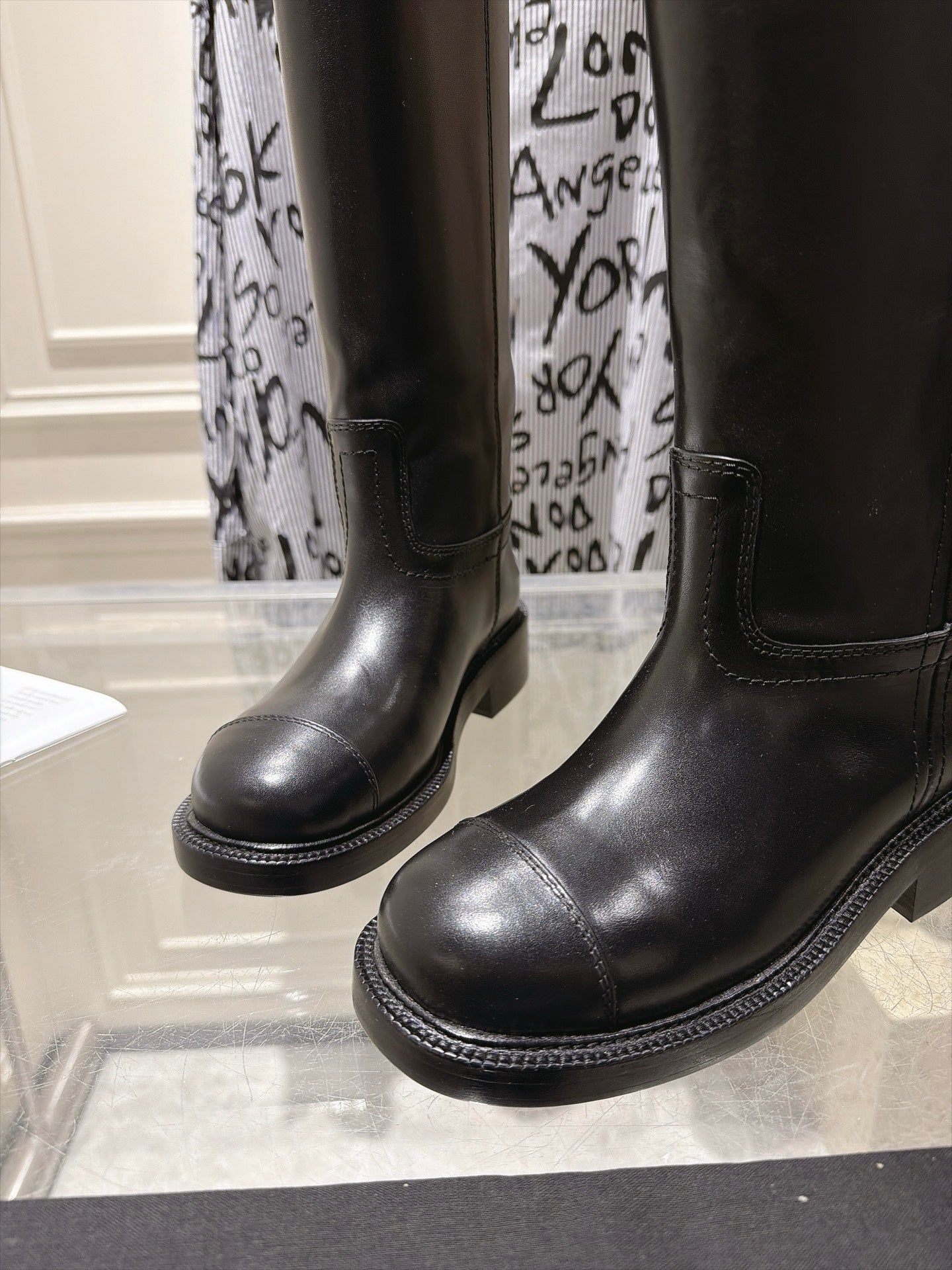 CHANEL 26S KNEE HIGH BOOTS 30 MM IN BLACK CALFSKIN