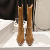 CELINE 25S HIGH BOOTS FOR FALL AND WINTER 45MM IN BROWN SUEDE