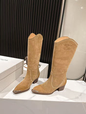 CELINE 25S HIGH BOOTS FOR FALL AND WINTER 45MM IN LIGHT BROWN SUEDE