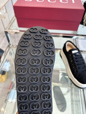 GG SNEAKER IN BLACK CANVAS WITH BEIGE FLEECE LINING