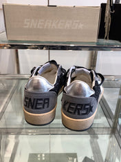 BALL STAR SNEAKERS WITH WHITE STAR IN BLACK GLITTER AND GRAY SUEDE