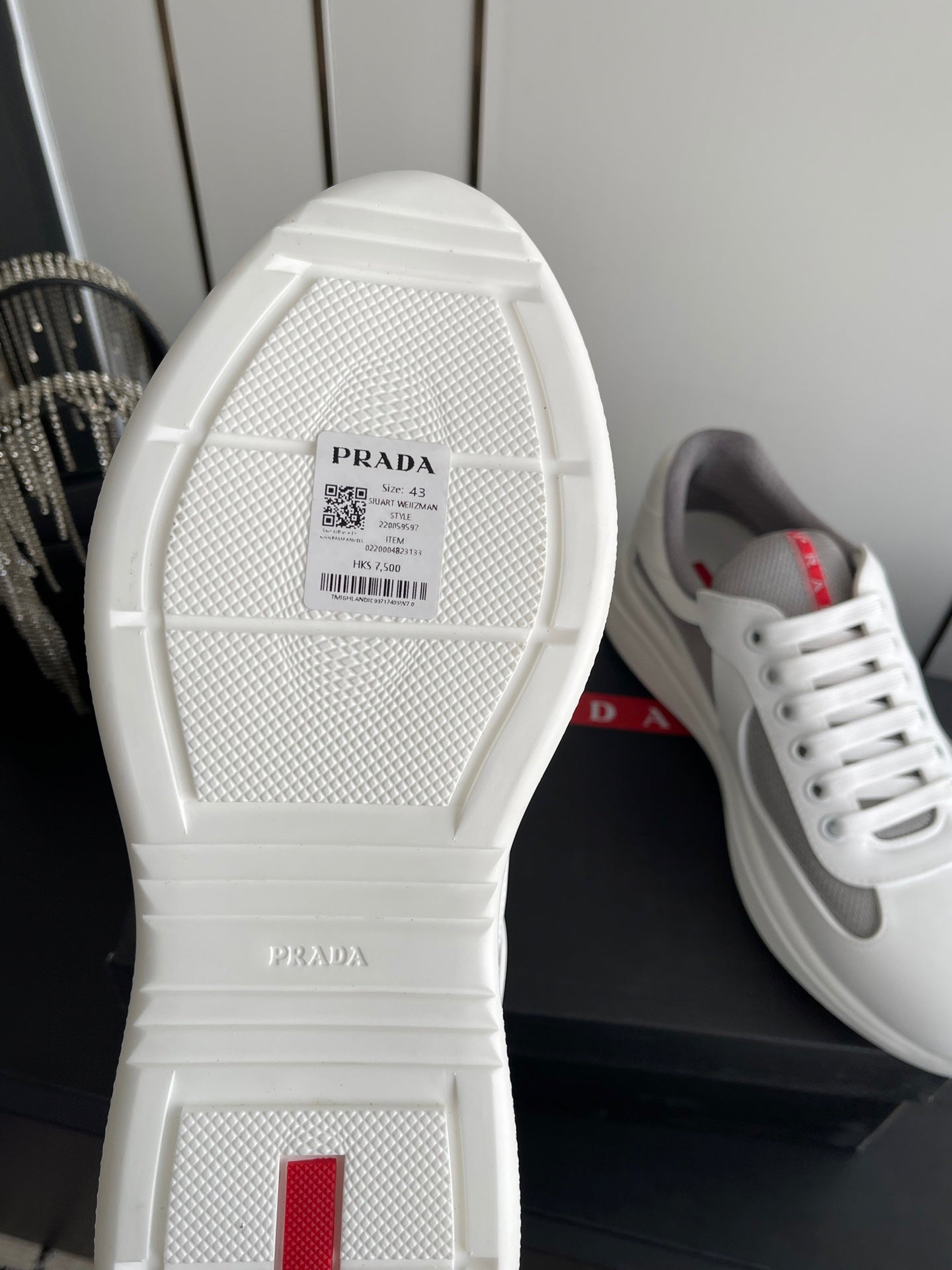 PRADA 26S AMERICA CUP SNEAKERS IN WHITE SOFT RUBBER AND BIKE FABRIC