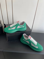 PRADA 26S AMERICA CUP SNEAKERS IN TEAL GREEN SOFT RUBBER AND BIKE FABRIC