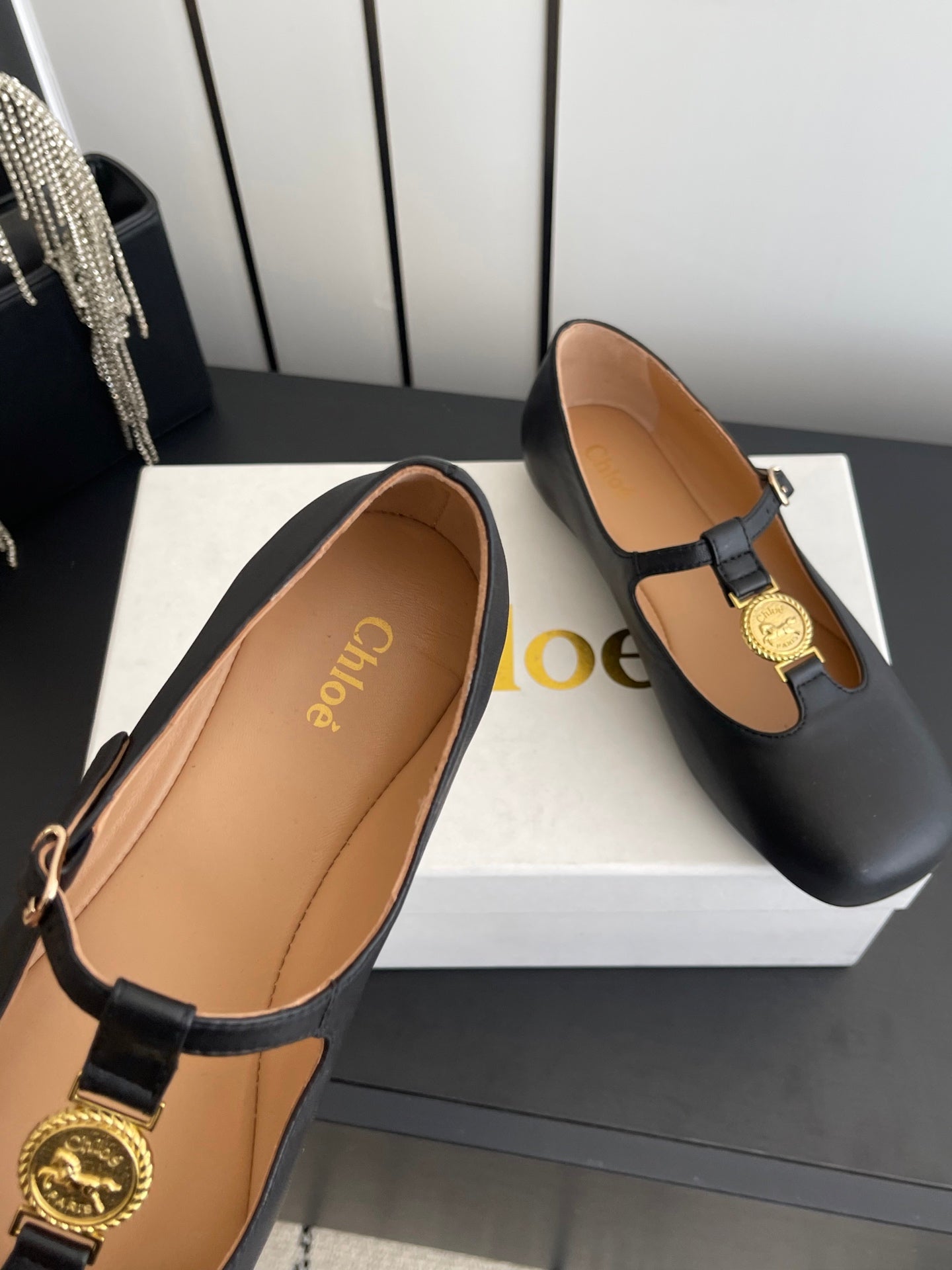 CHLOÉ 26S MARY JANE SHOES IN BLACK CALFSKIN