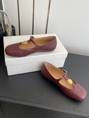 CHLOÉ 26S MARY JANE SHOES IN DARK RED CALFSKIN
