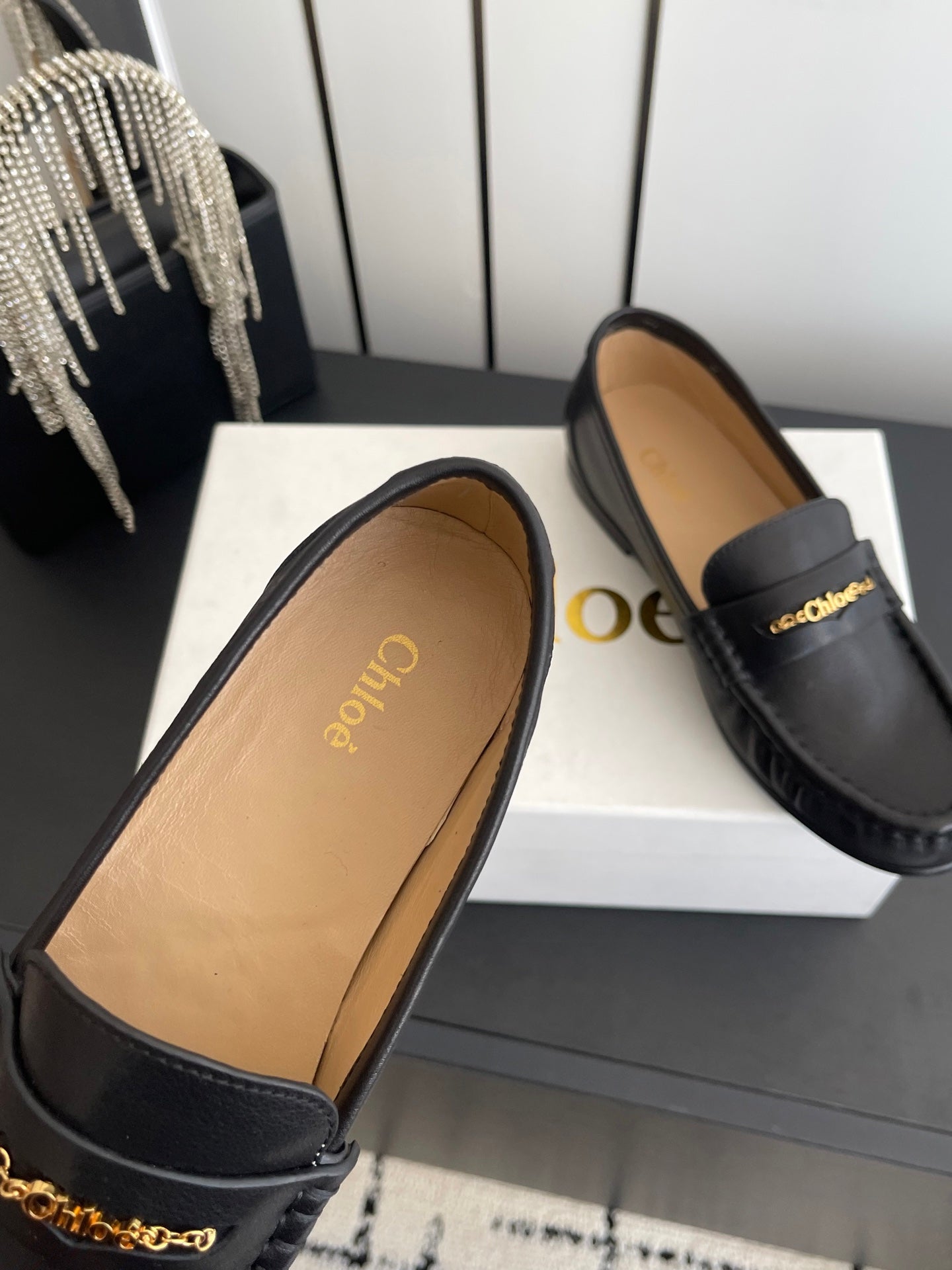 CHLOÉ 26S LOAFERS IN BLACK CALFSKIN