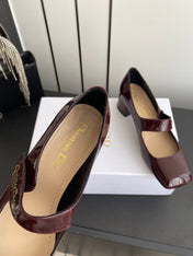 DIOR 26S MARY JANE 45 MM IN DARK RED GLOSSY CALFSKIN