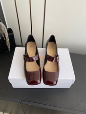 DIOR 26S MARY JANE 45 MM IN DARK RED GLOSSY CALFSKIN